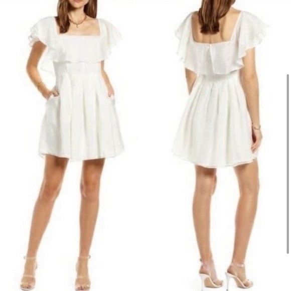 Something Navy Convertible Ruffle Ivory Dress NWT - Picture 1 of 8